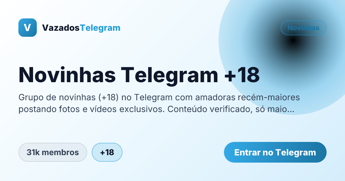 Prévia da imagem de compartilhamento do grupo Novinhas Telegram +18